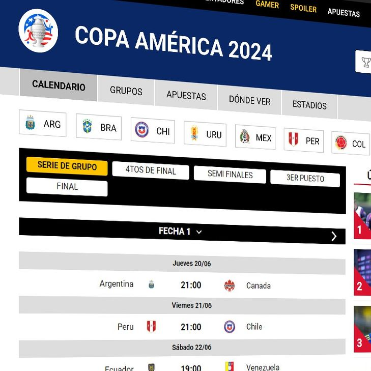 Argentina vs Canada por la CONMEBOL Copa America 21 de Junio, 2024